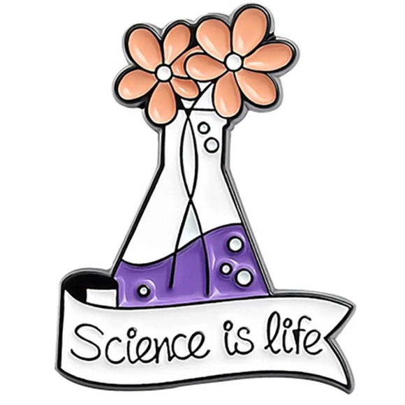 Life Sciences Enamel Pin Floral Natural Organic Chem College Student Lab Gift - Picture 1 of 6